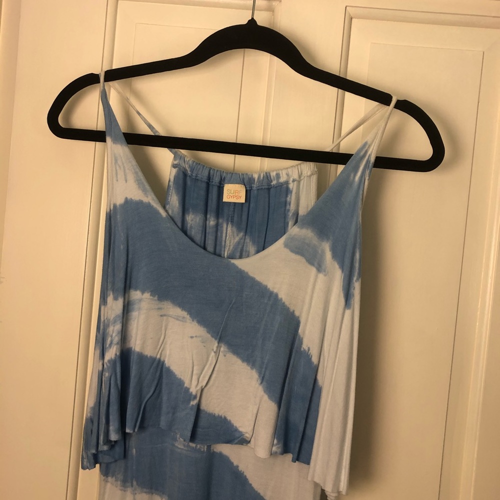 SURFGYPSY White and Blue Tie Die Maxi Dress